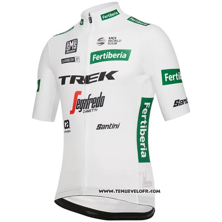 2018 Maillot Ciclismo Trek Segafredo Blanc Vert Manches Courtes et Cuissard